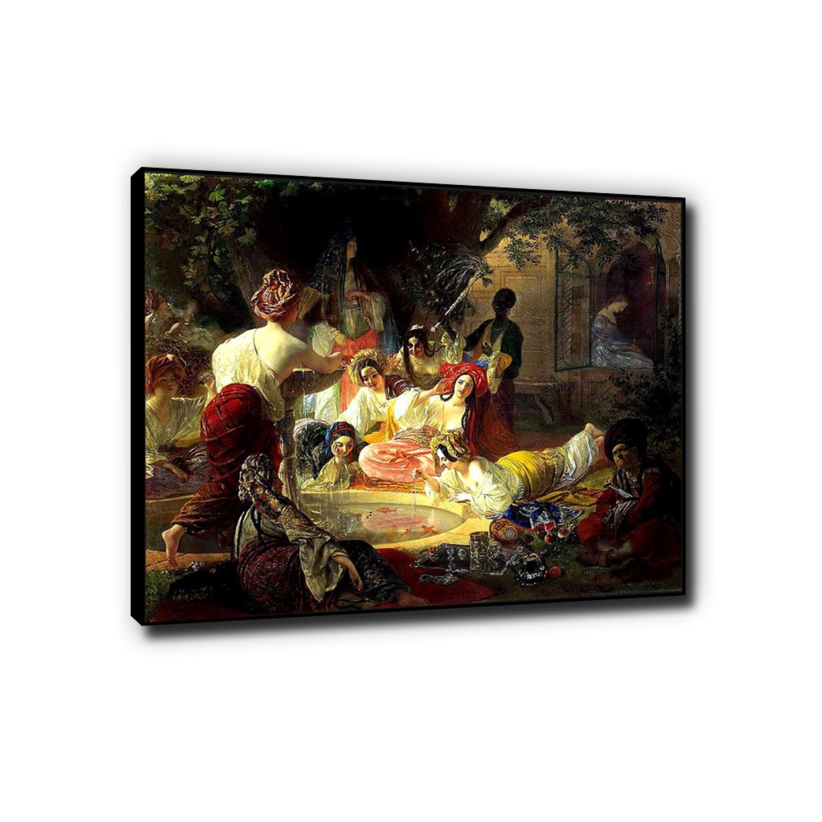 LXURY Karl Bryullov obrazy fontanny w Bakhchi-Sarai Słynna sztuka ścienna wydruk na płótnie plakat artystyczny do dekoracji wnętrz 40 x 50 cm czarny oprawiony