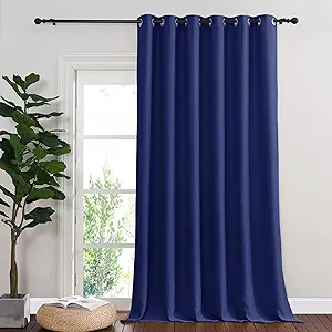 NICETOWN Sliding Glass Door Curtain Panel, Home Decoration Privacy & Noise Reducing Room Divider for Shared Apartment (1 Piece, Dark Blue, W80 x L108)