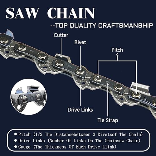 Miniatura 3 de Paquete de 3 cadenas de motosierra de 18 pulgadas, 72 eslabones de transmisión, hoja de motosierra de baja resistencia calibre .050 pulgadas, paso
