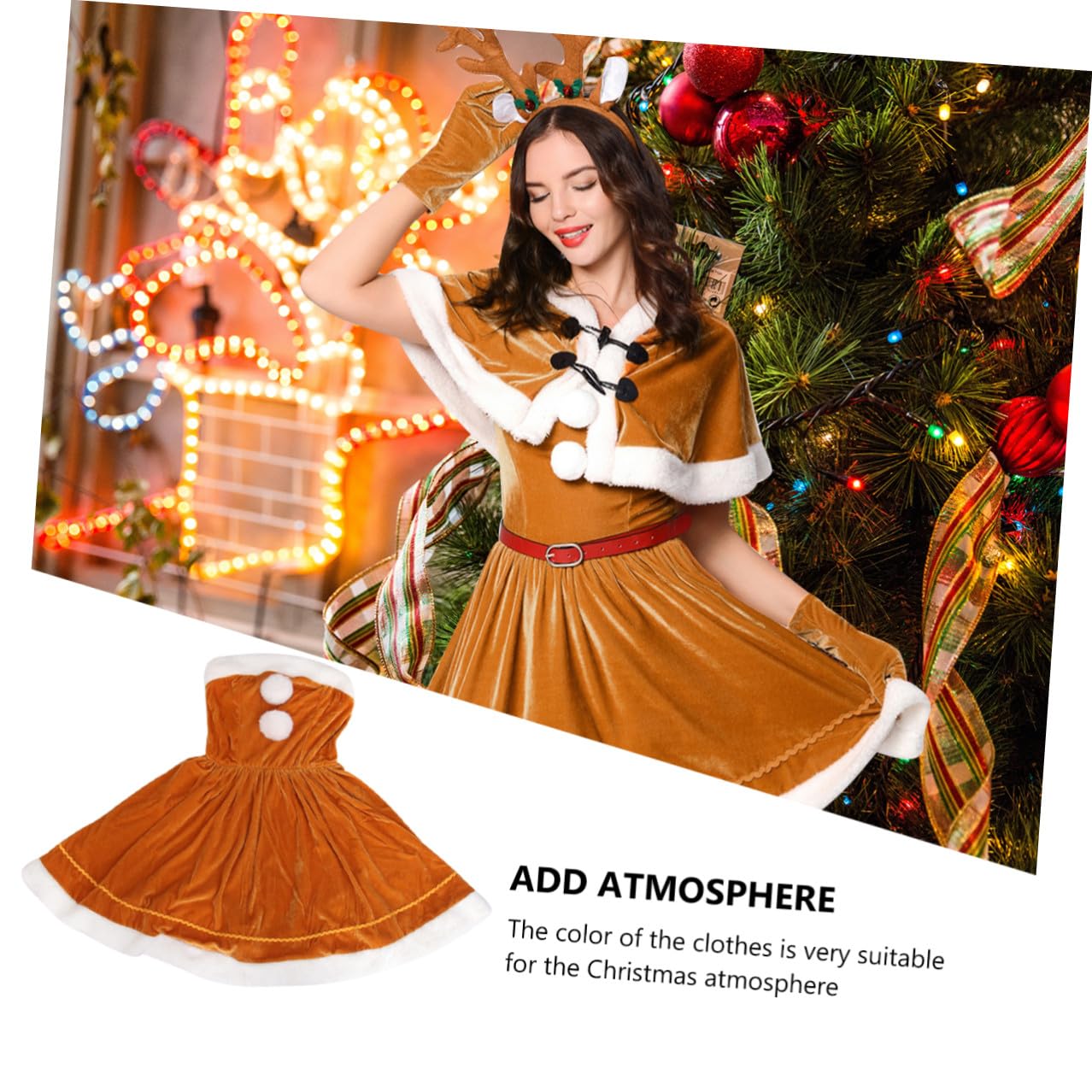 Sewroro Disfraz y Gran Retención de Calor de Fiesta de Navidad Vestido Rojo para Niña de Poliéster, Tejido Cómodo para Ambiente Navideño