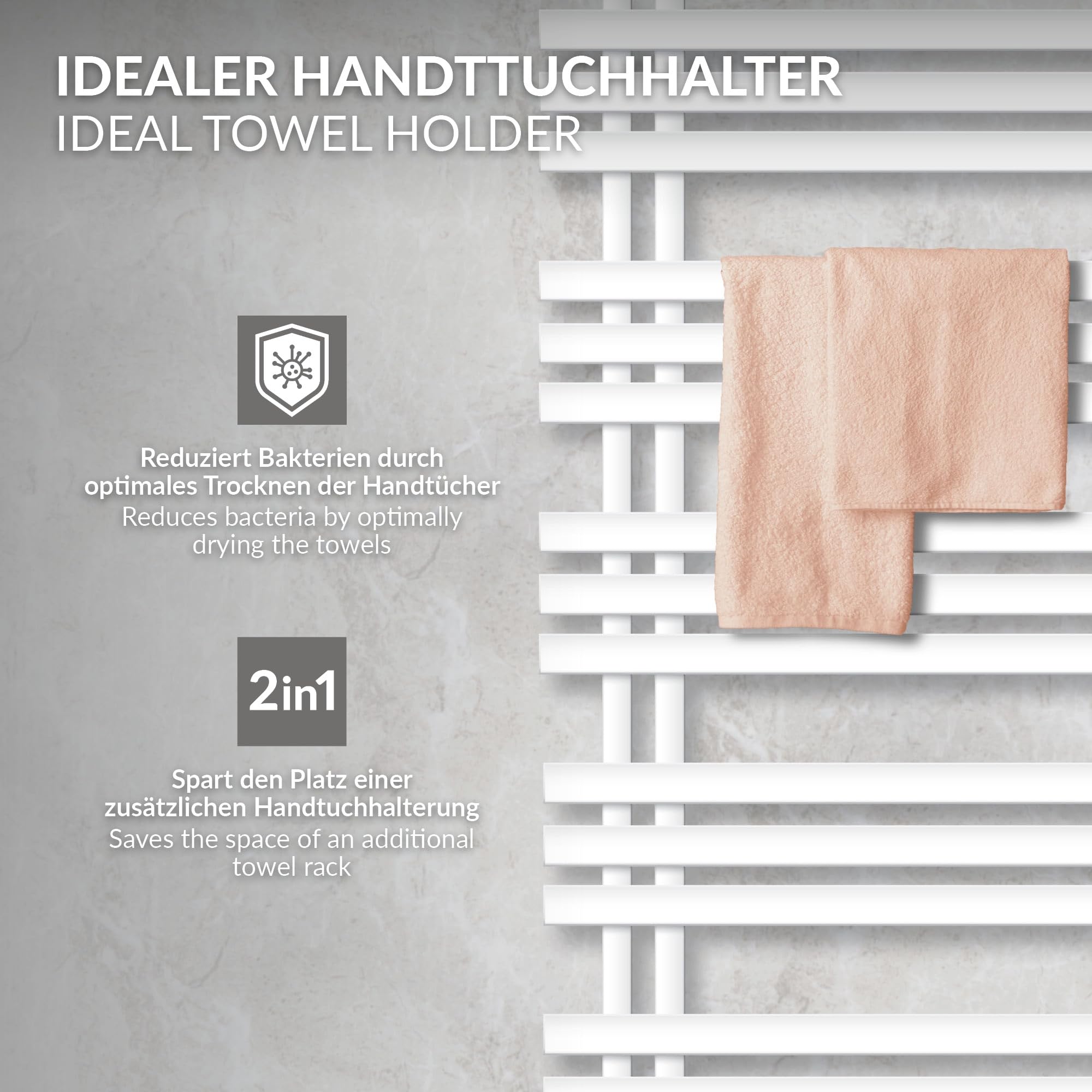LuxeBath Radiatore Elettrico da Bagno Iron Em 600x1400 mm Bianco con Elemento Riscaldante 900W Termostato Display Digitale Termosifone per Asciugamani Scaldasalviette a Pannello Termoarredo