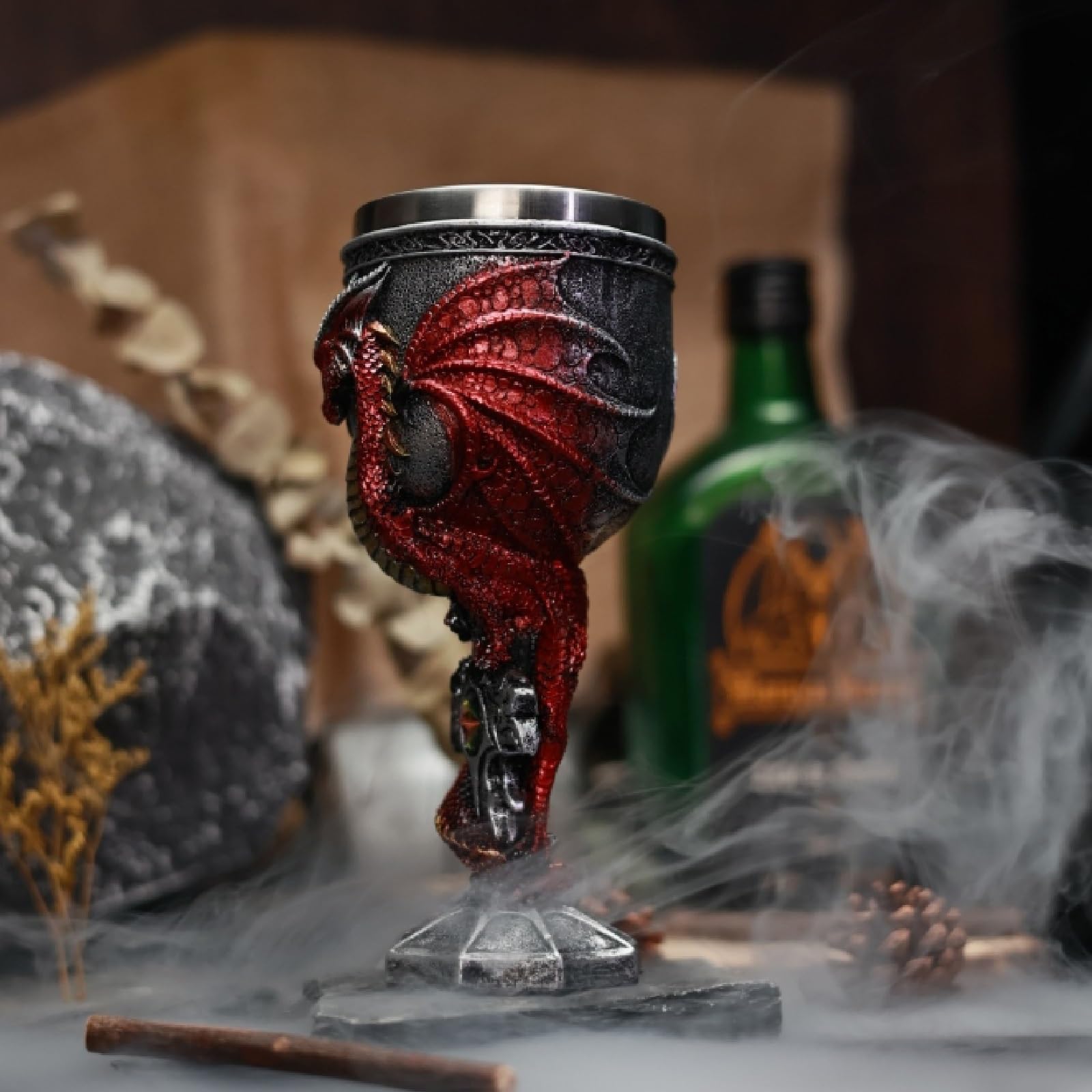 Fantazyjny kielich smoka, kreatywny smoczy kieliszek do wina, stereoskopowy kubek 3D smoczy wojownik z nóżką, gotycki kubek do picia ze stali nierdzewnej, prezent dla przyjaciół, kobiet i mężczyzn