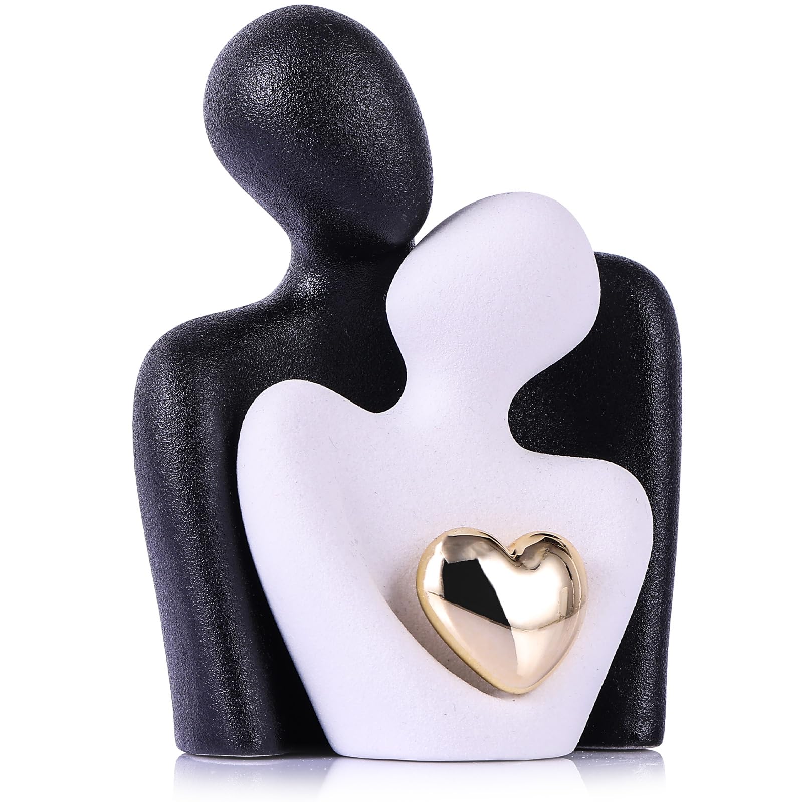oliruim Mini Couple in Love Porcelain Gifts, Living Room & Bedroom Decor, Valentine Wedding, Small Shelf Sculpture (3.15" Black White)