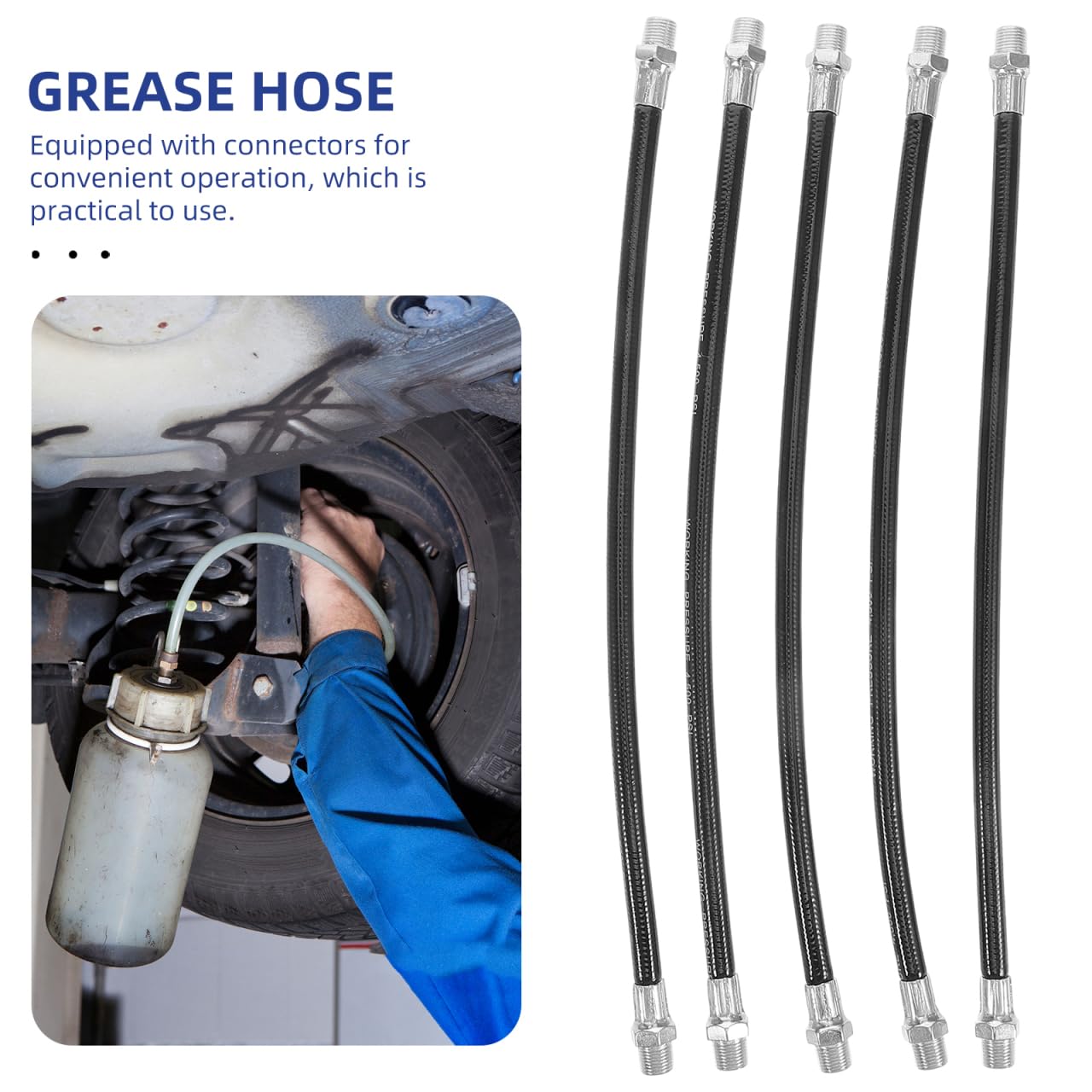 5pezzi Tubo Flessibile Alta Pressione per Grasso Kit Lubrificazione