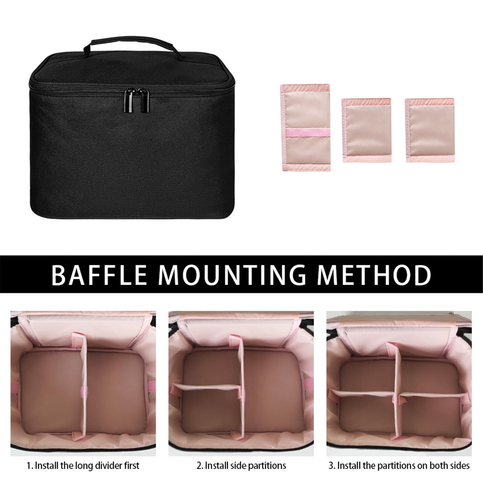 Neceser de maquillaje con divisor ajustable para mujeres y niñas, bolso de viaje, a prueba de salpicaduras, cosméticos para el cuidado corporal, almacenamiento versátil