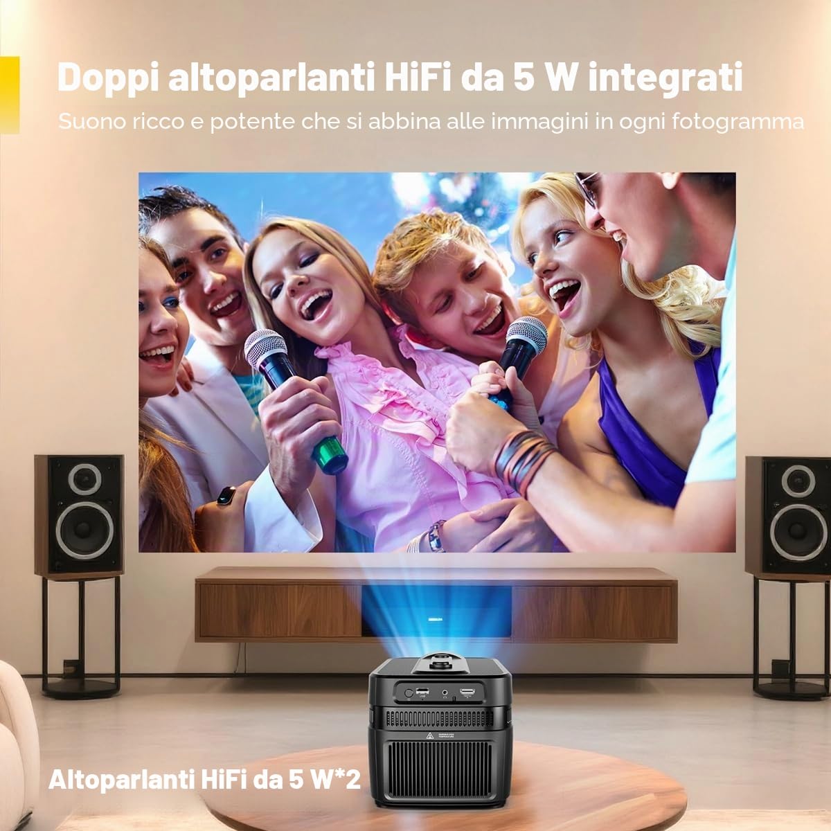 Proiettore 900ANSI HY450 C con punto automatico 8K 1080P Ultra HD Porta Allwinner H716 BT5.4 decorazione automatica Home cinema video