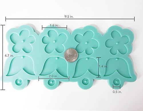 Miniatura 5 de Aretes de flores colgantes molde de resina floral colgantes moldes de silicona epoxi molde de flores para bricolaje mujeres niñas pendientes
