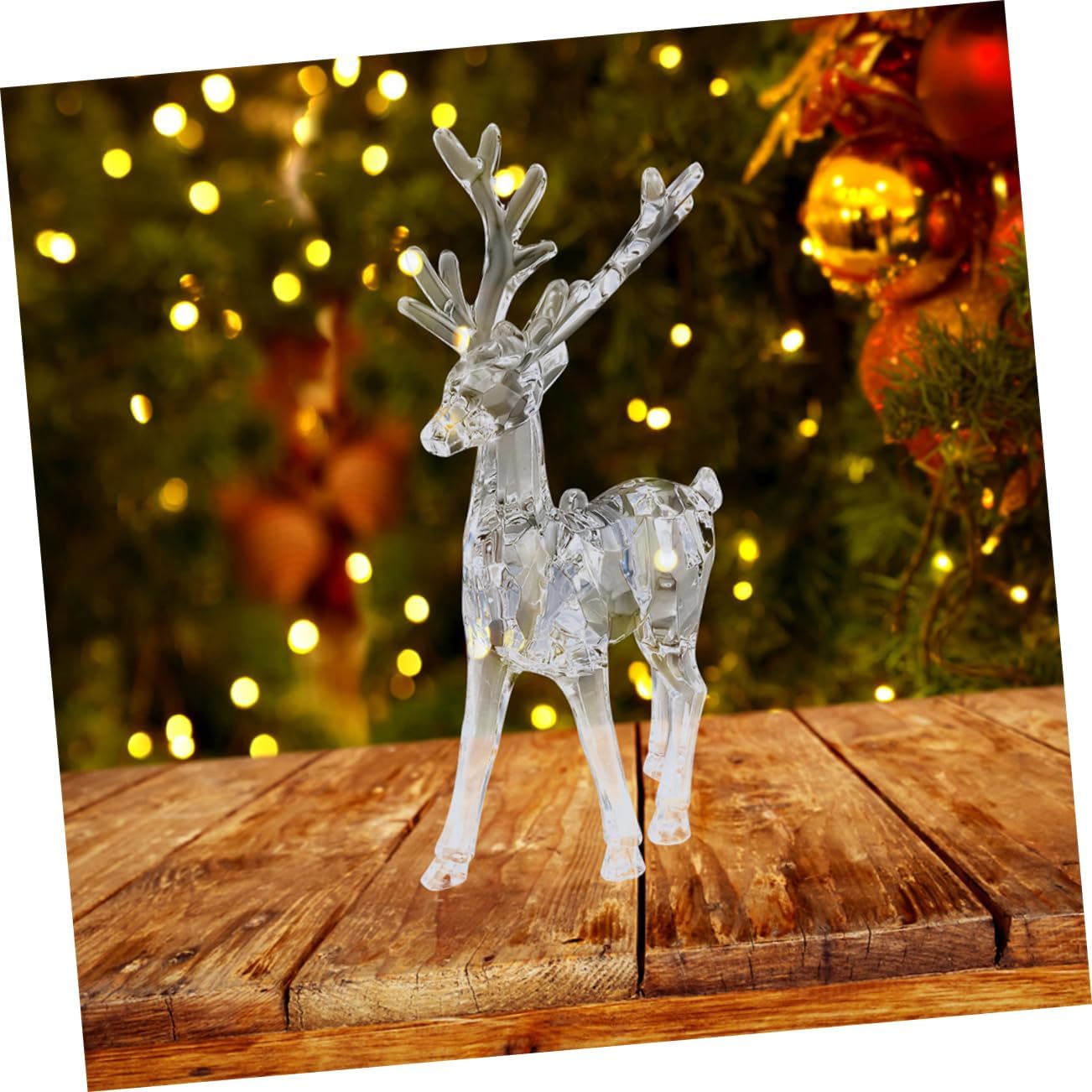 ORFOFE 6Pcs Clear Reindeer Figurines Elegant Miniature Ornaments for Holiday Durable Christmas Decorations for Tabletop and Crafts