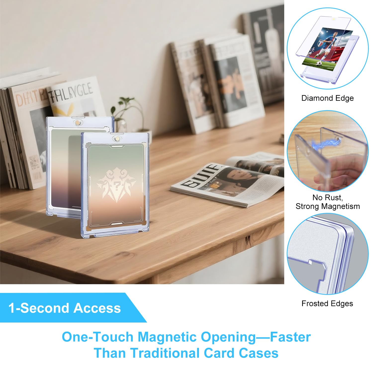 Estuche magnético para tarjetas de 25 quilates, protector de 35 puntos para tarjetas coleccionables TCG, vitrinas deportivas de plástico duro para béisbol, fútbol, baloncesto, accesorios de tarjeta