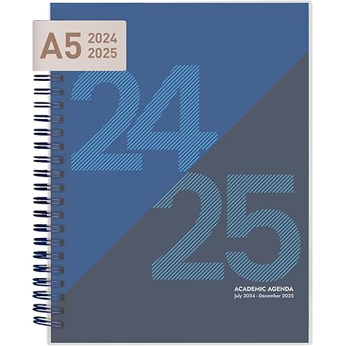 Rileys Planner 2024-2025 Academic Year, 18-Month Academic Weekly Planner - Geographic Weekly & Monthly Agenda Planner, Flexible Cover, Notes Pages, Twin-Wire Binding (8 x 6 inch, Blue)