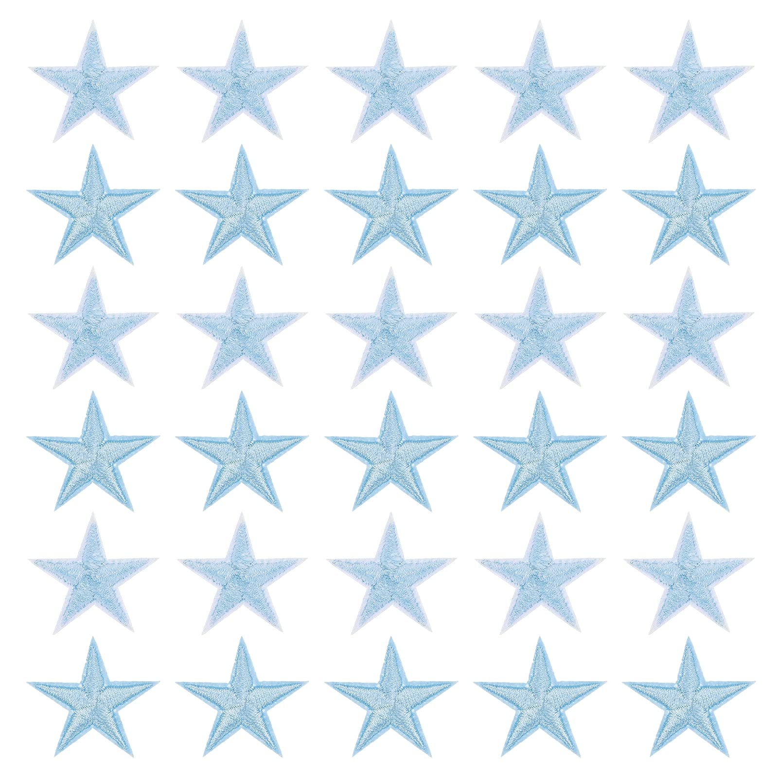 Sourcing Map 30 Stück Bügelflicken – 5-Sterne-Motiv, Weiß, Polyester, 2,9x2,9 Cm, Zum Reparieren & Dekorieren