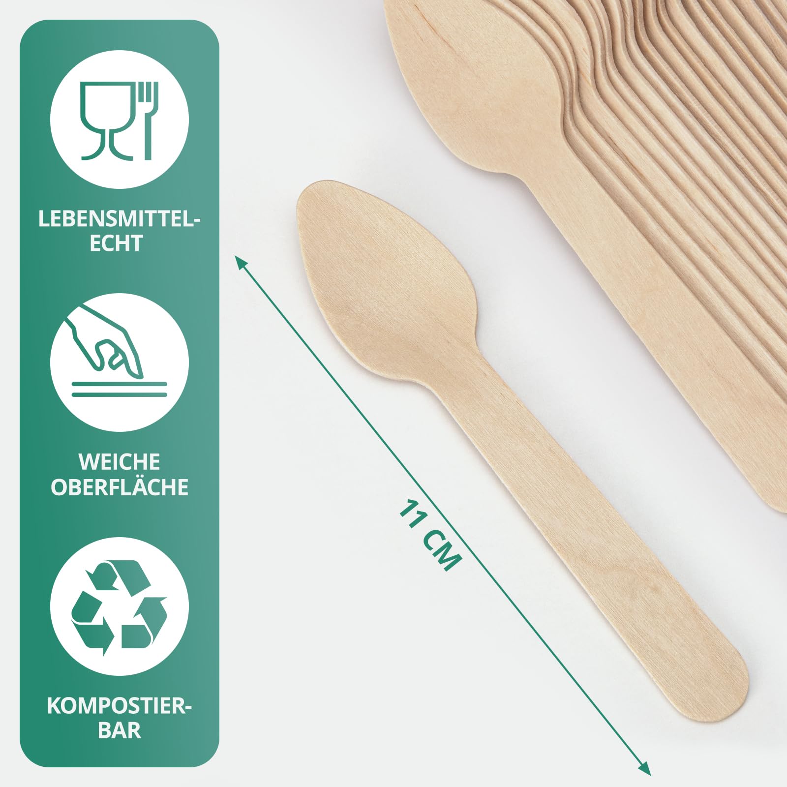 100 Holzlöffel – 11 cm Einweglöffel aus Birkenholz – Für Kaffee, Tee & To-Go-Getränke – Kompostierbar, Lebensmittelecht & Plastikfrei – Kaffee Zubehör & Kaffeebar Bedarf