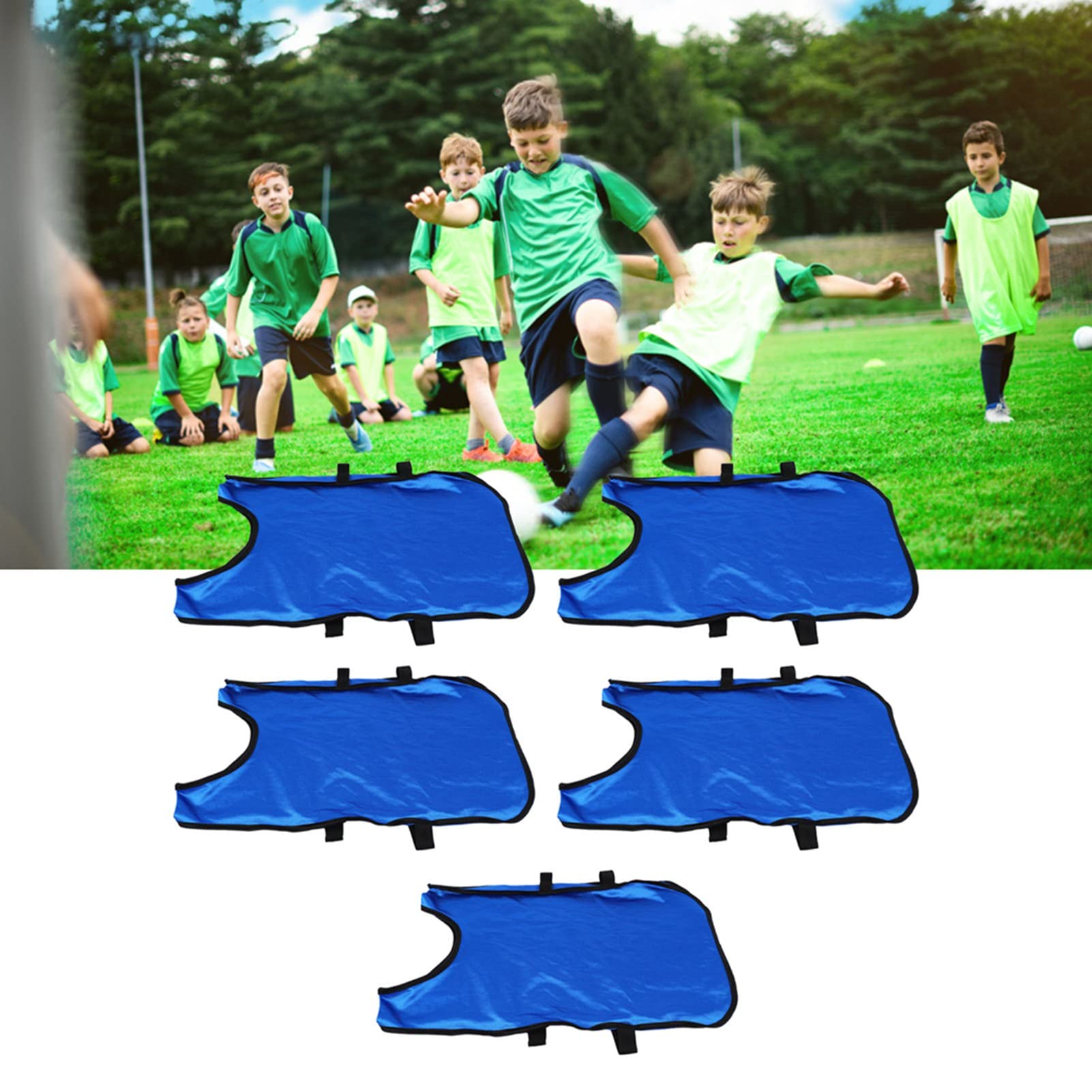 Kids Scrimmage Vest, 5PCS Kids Training Vests, Soccer Pinnies Training Pennies Sleeveless Practice Pinnies for Football Sports, Round Neck Team Tank(Dark Blue)