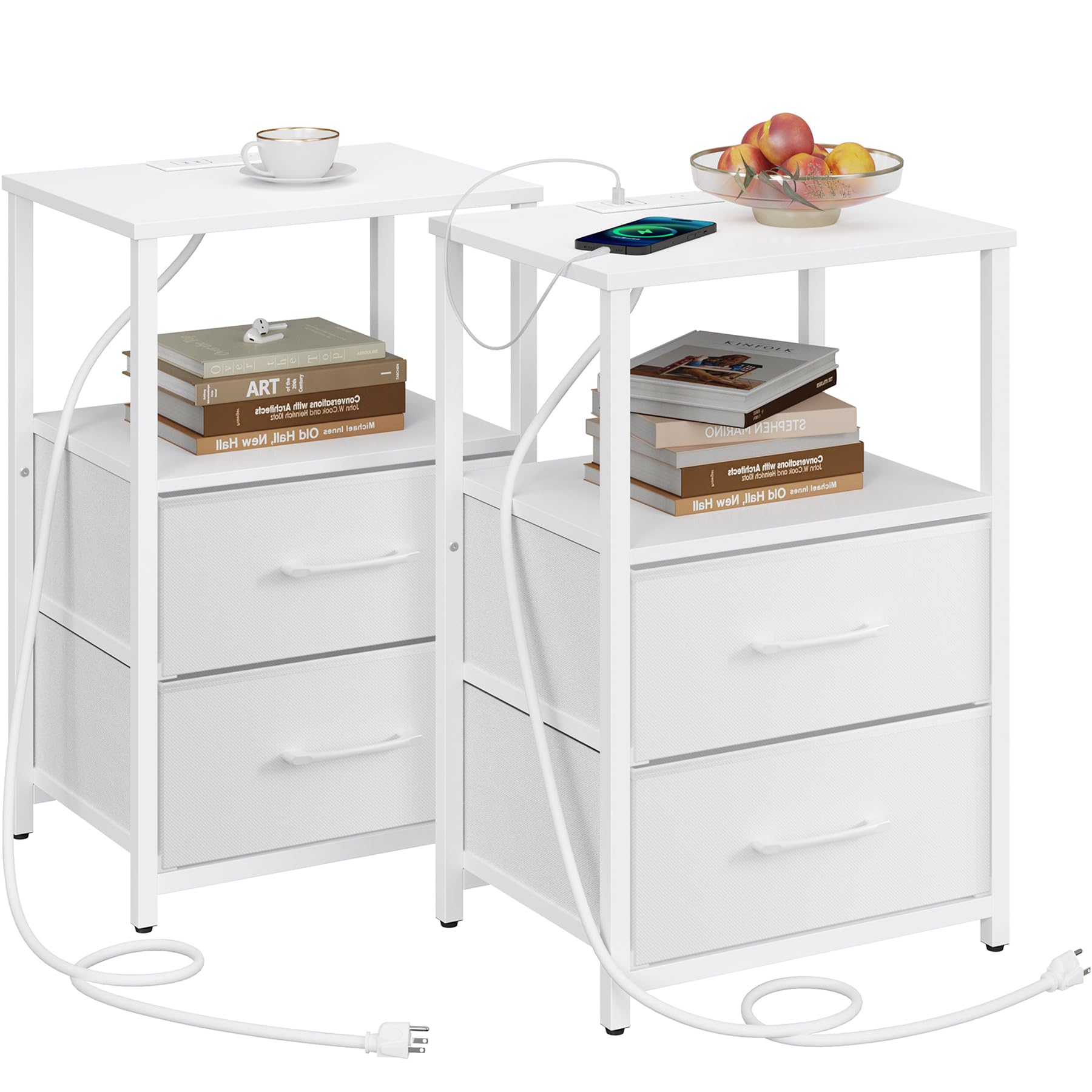 Amazon.com: TUTOTAK End Table with Charging Station, Side