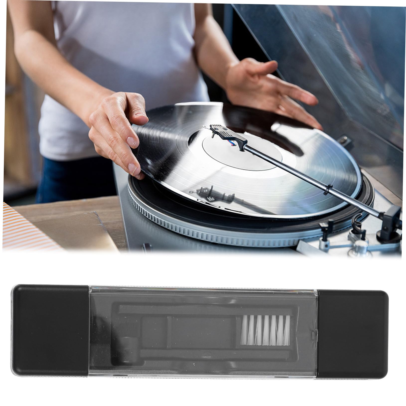 Kit de Limpieza para Discos de Vinilo y Proteger Discos para Prolongar Vida Útil de Aguja Cepillo de Plástico y Esponja, Limpiador Líquido
