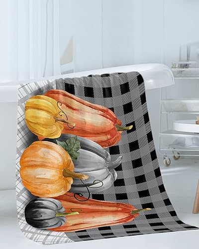 Miniatura 3 de Fall Pumpkins Bath Towels for Bathroom Set - Luxury Towels Gifts for Women,Quick Dry Beach Kitchen Hand Hair Face Yoga Workout Gym Towel and Dish