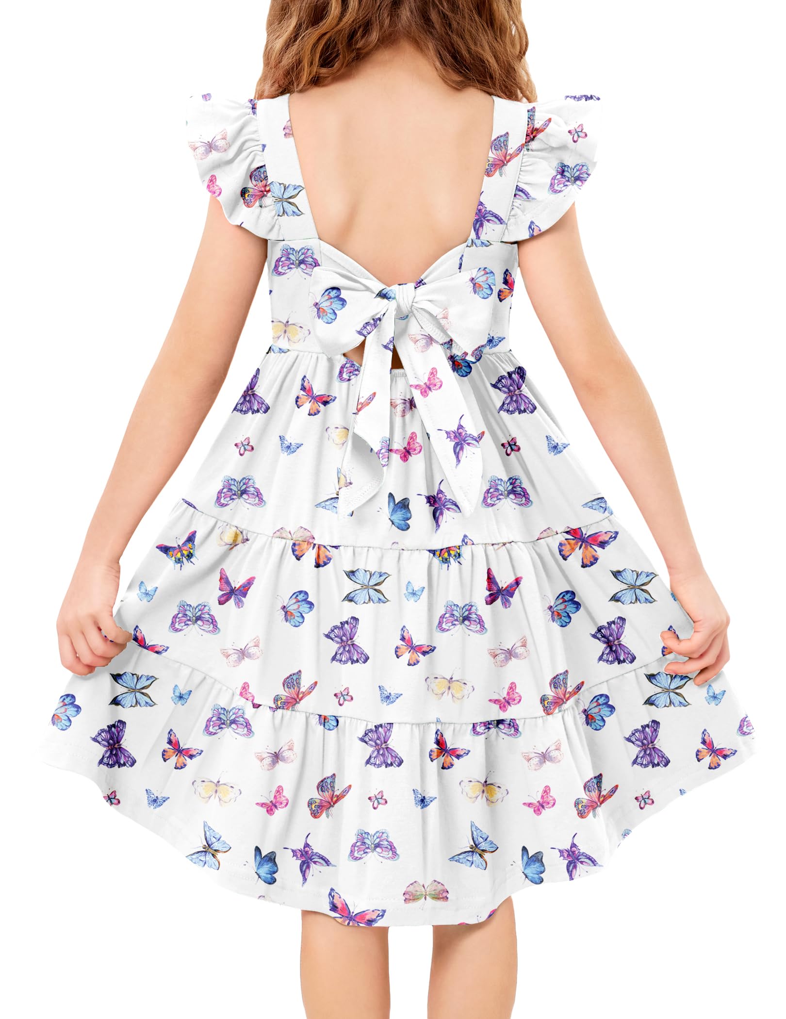 Arshiner Toddler Dress Little Girls Summer Cotton Backless High Low Hem Beach Casual Sundress with Pockets