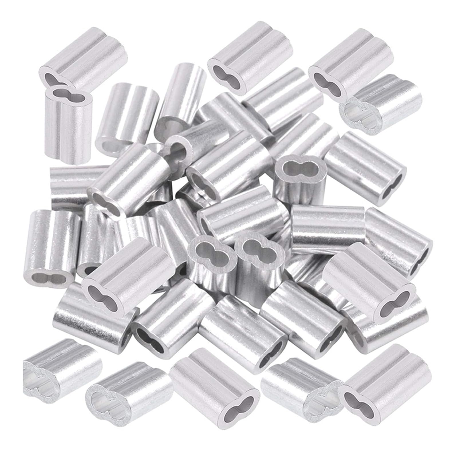 Clip con manicotto a crimpare in alluminio, Manicotti for crimpatura cavi in ​​alluminio a doppio foro, forma 8, terminali for cavi da M1 a M12, argento(M2.5)