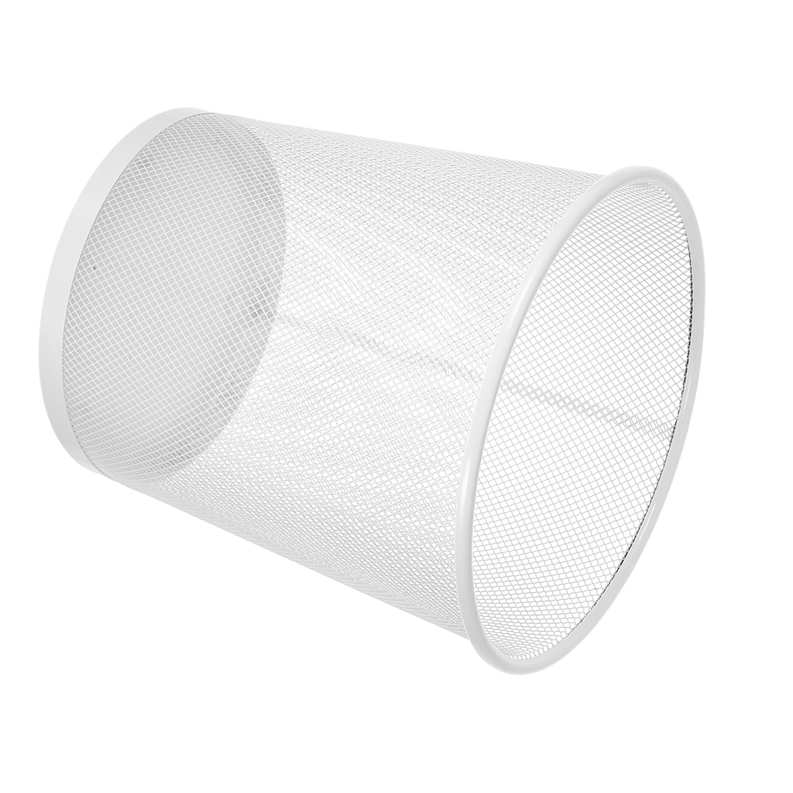 Cestino Spazzatura in Ferro Bianco Design Elegante e Rete Fine, Capacità Ampia, Apertura, per Ufficio e Scrivania Compatto e Resistente
