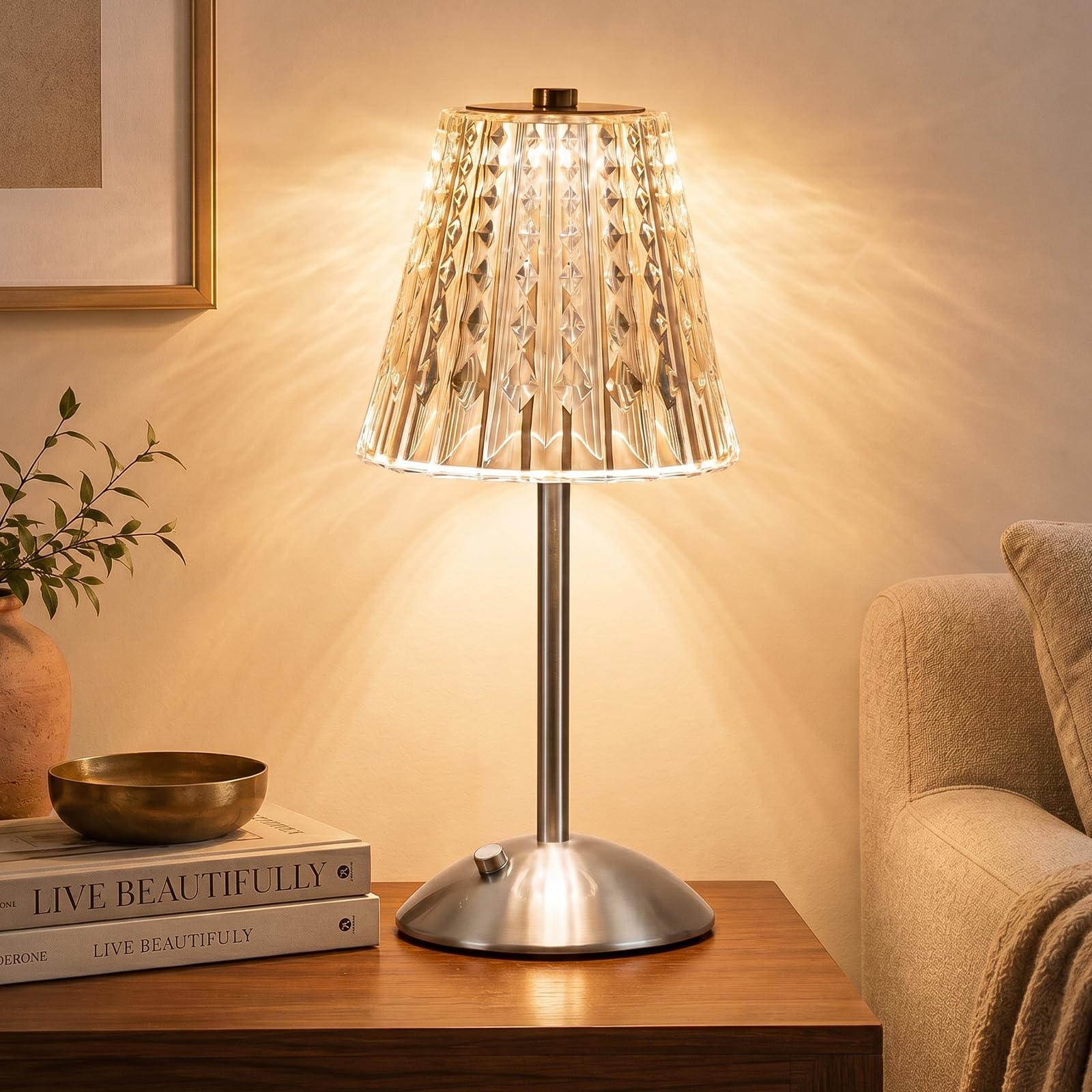 Nusogon Cordless Touch Table Lamp, LED Rechargeable Small Dask
