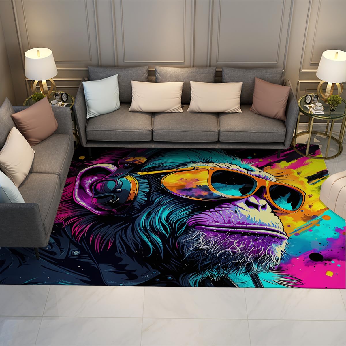 Descente de lit singe graffiti multicolores pour le salon moderne