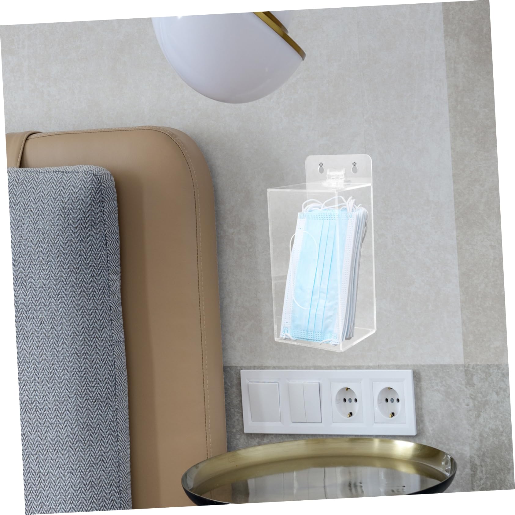 Garneck Wall Mount Glove Dispenser Box Acrylic Mask Holder Storage Box Lid Gloves Dispenser