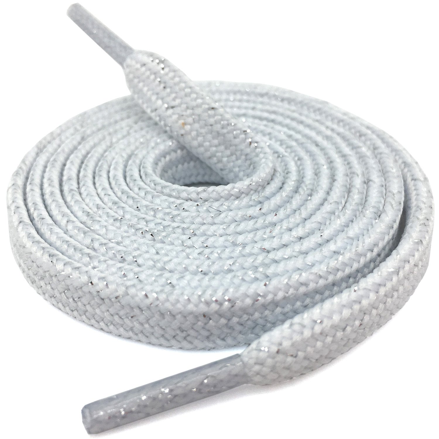 DELELEDELELE Thick Flat Shoelaces Gold Silver Silk Tightly Woven Shoe Laces 2 Pair