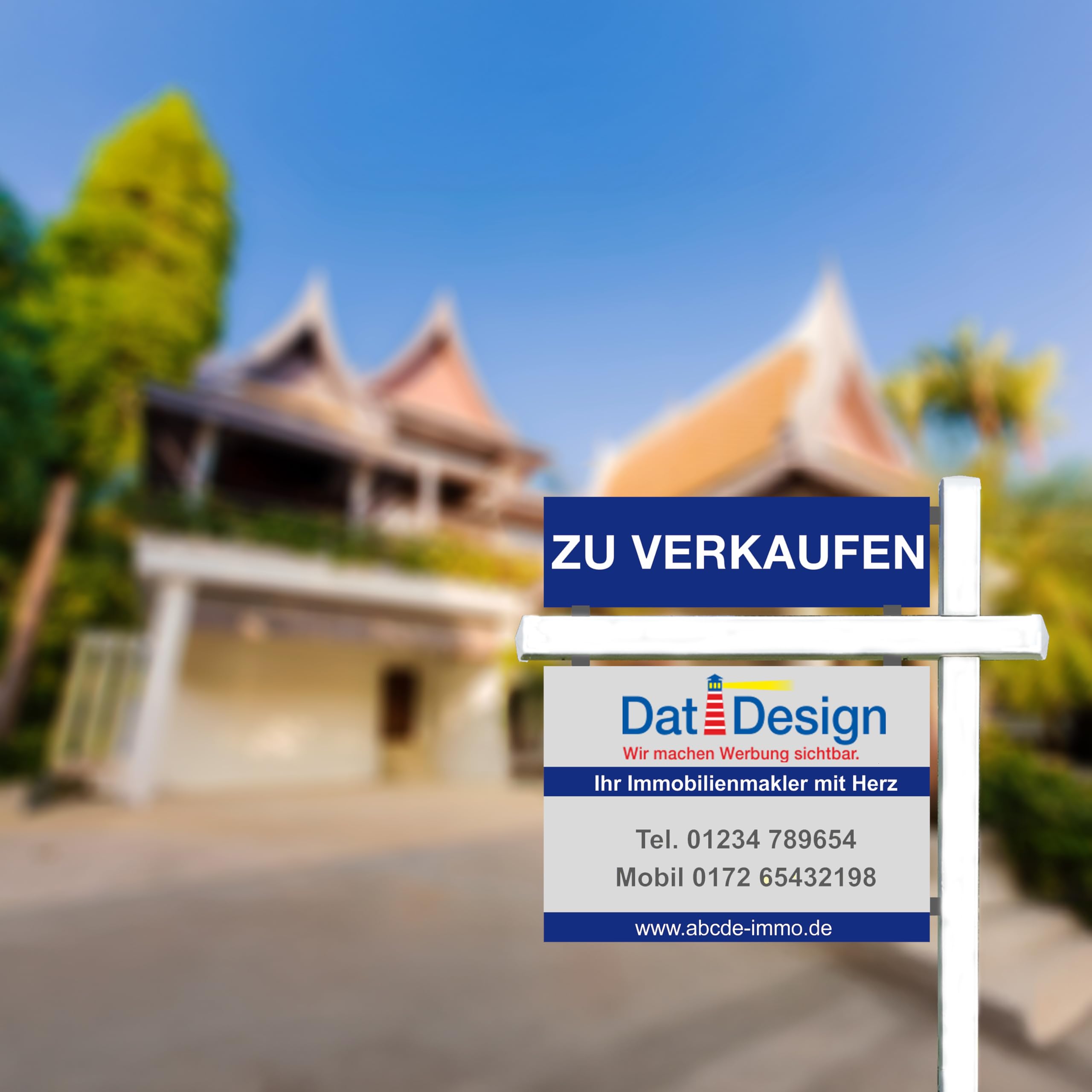 Maklergalgen aus Aluminium – Werbegalgen/Schilderhalter für Außenschilder – gewerblich – inkl. Erdspieß & Schildern