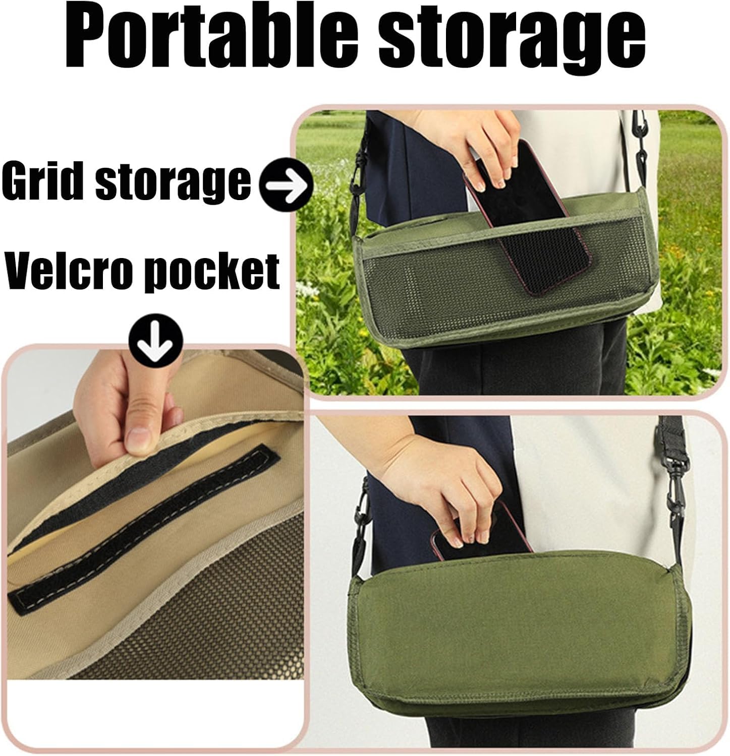 Tabouret pliable pour sac à dos, mini tabouret pliable portable pour camping, pêche, voyage, pique-nique, supporte jusqu'à 120 kg avec sac de transport
