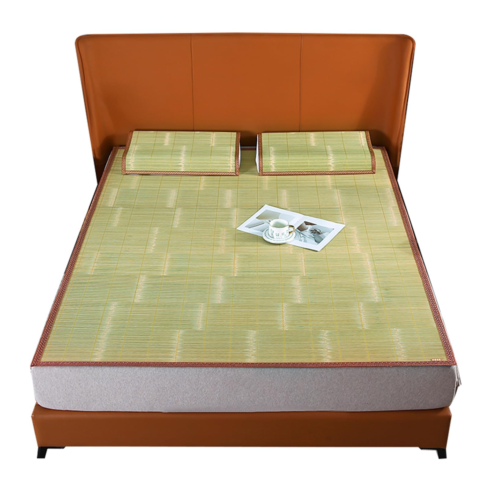 LOMNCHSG Bamboo Rattan Mat Bed, Bamboo Cooling Mattress Pad Summer Sleep Mat With Pillowcases Multiple Sizes(100x190Cm(39.4x75In))