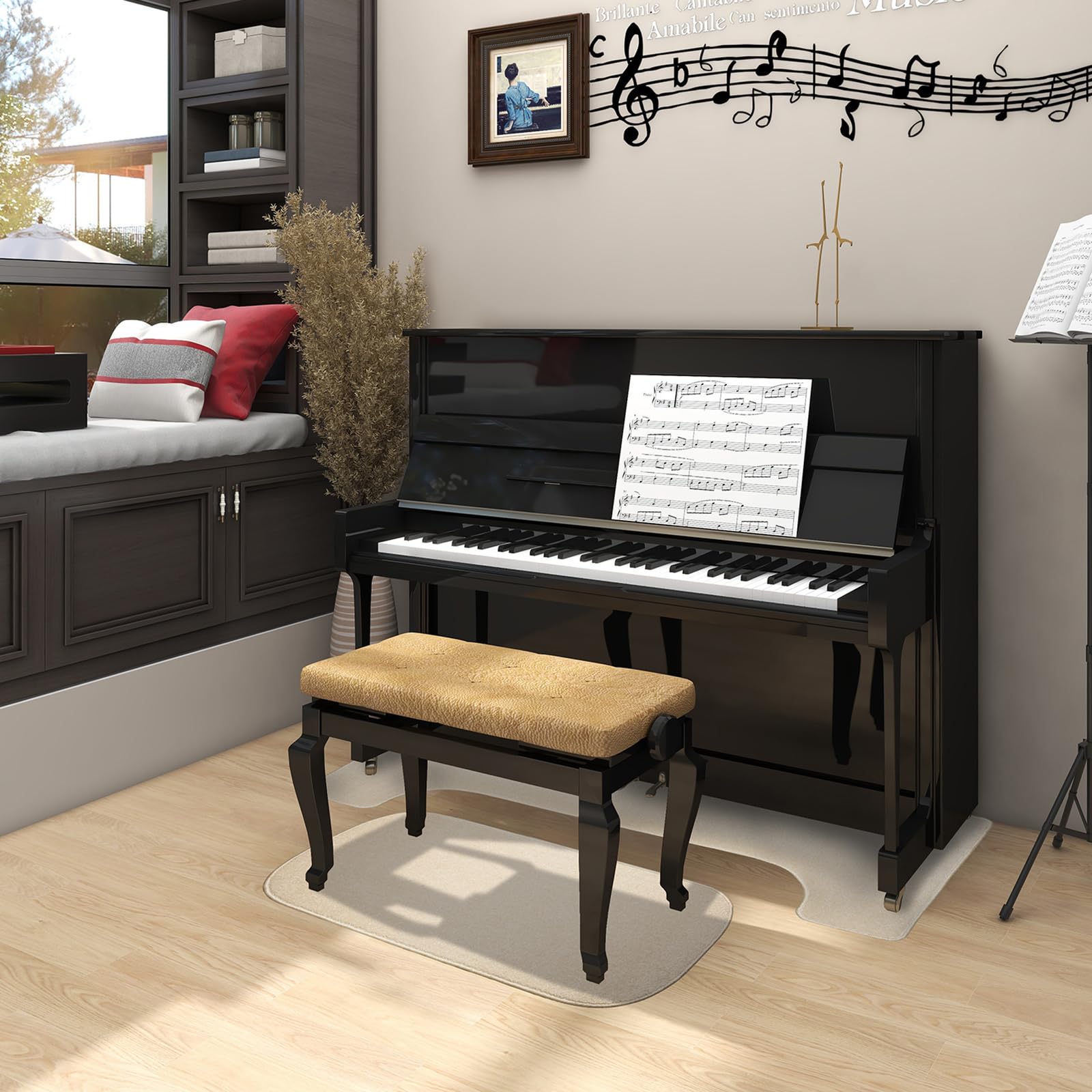 Schalldammung Teppich Klavier, Klavier Schalldämmung Matte, Boden Schallschutz Teppich Schemel Schallschutzmatte Rutschfester(Beige)