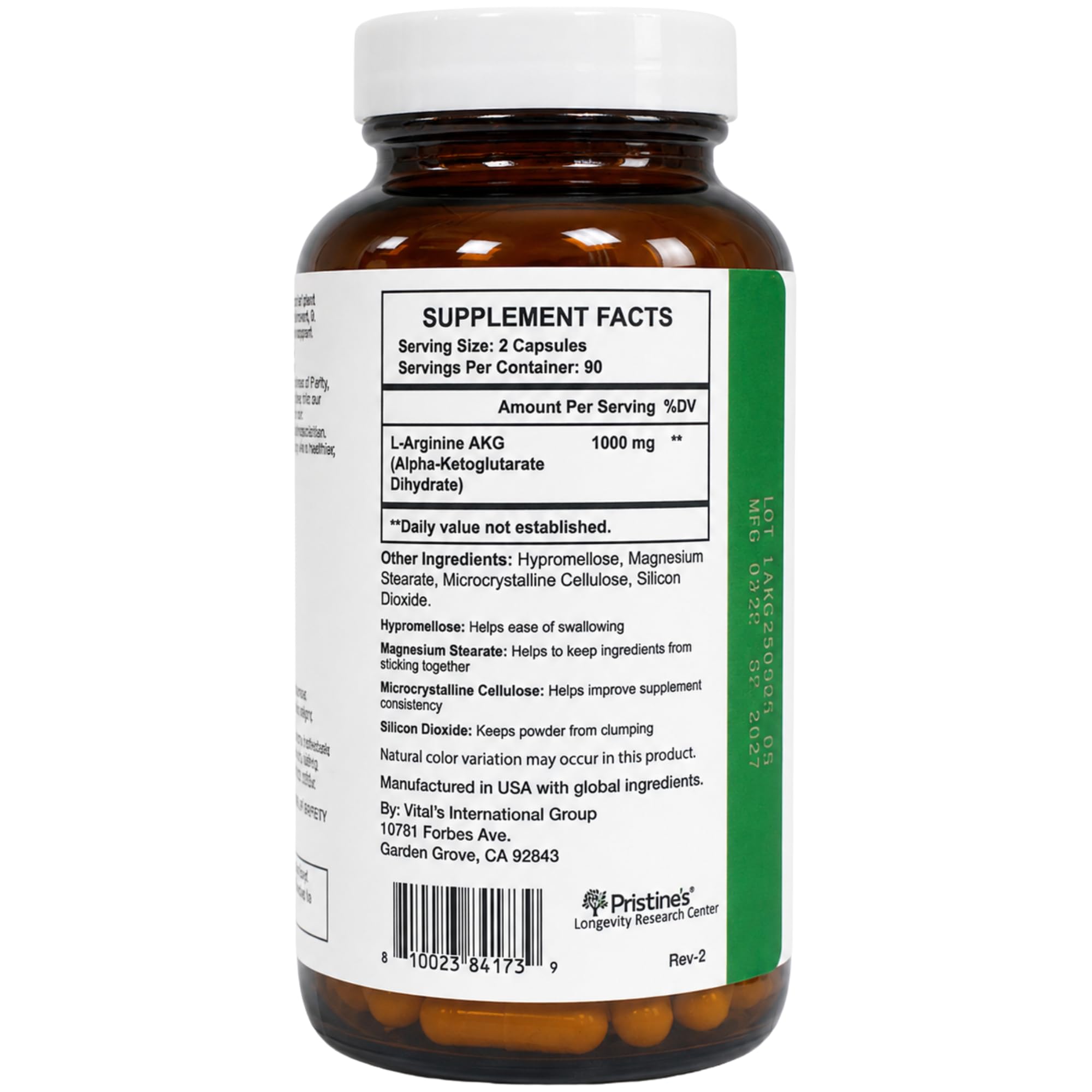 PRISTINE'S L-Arginine 1000mg Capsules, Nitric Oxide Blood Flow Support — Amazon image 8