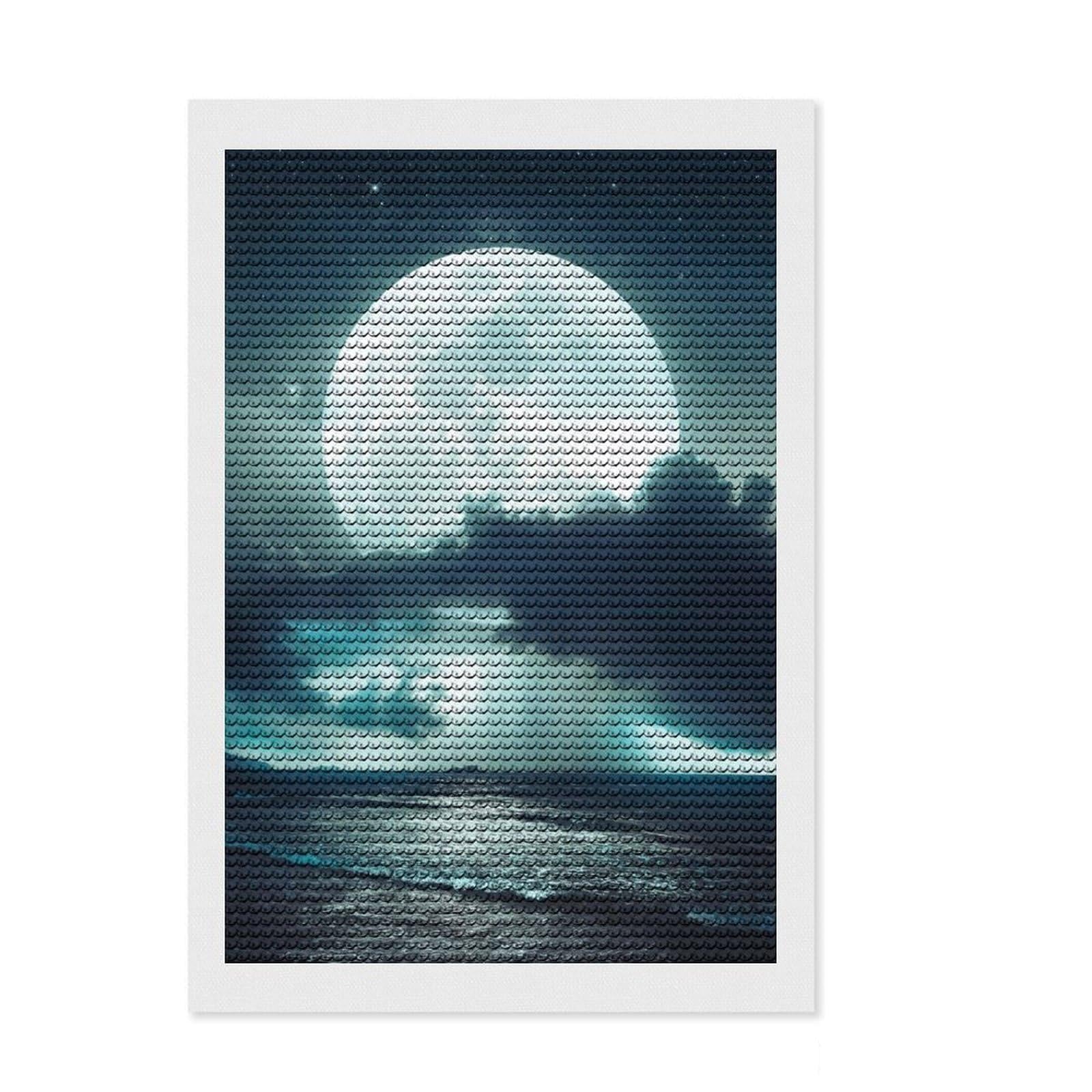 Junmoney Moon Storm DIY Diamond Art Canvas Kit 8"x12", Complete Accessories, Creative Leisure Activity, Home Wall Decor, Gift Idea