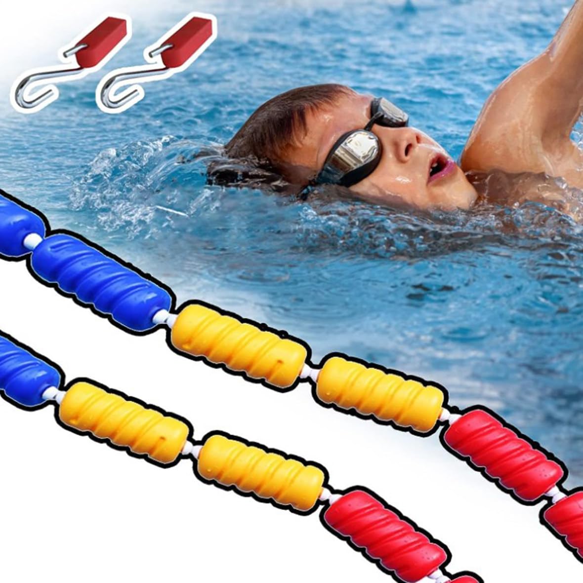 TUOYIBO Swimming Pool Safety Divider,Swimming Pool Safety Separation Line with Buoy/Hooks, Divider Ro and Line Assembled Ro Divider Pool Lane Line,Width9cm-2m/6.6ft