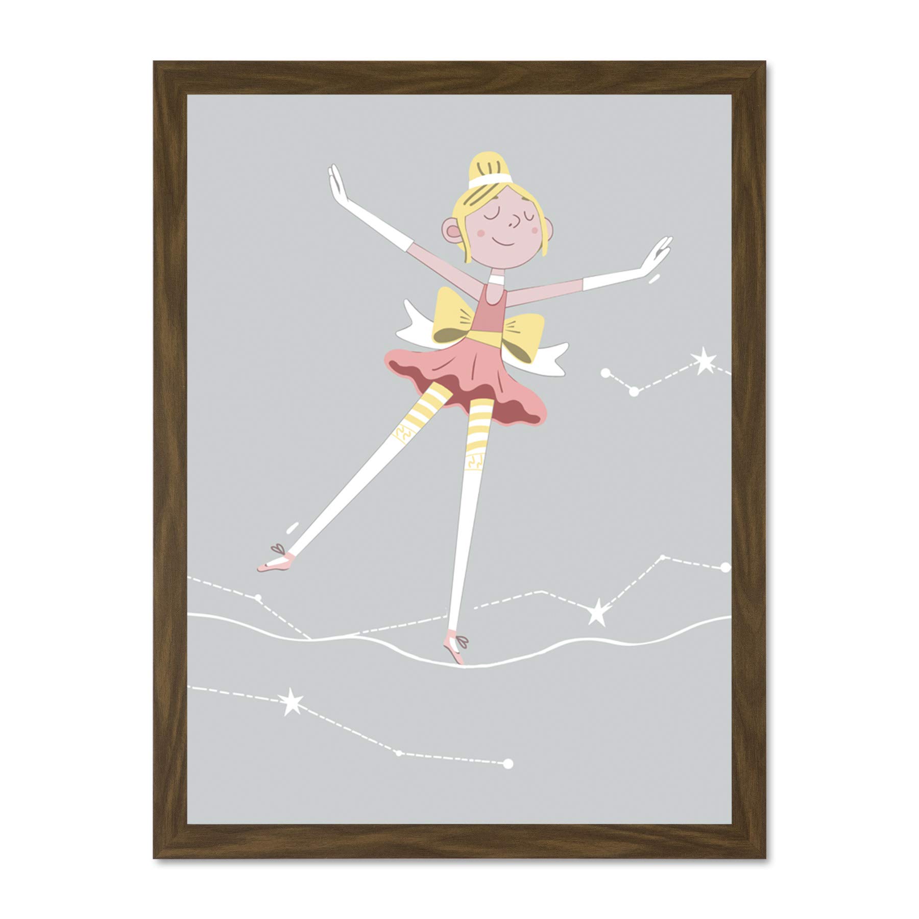 Wee Blue Coo Girls Ballerina Dancer Stars Blonde Large Framed Art Print Wall Poster 18x24 inch