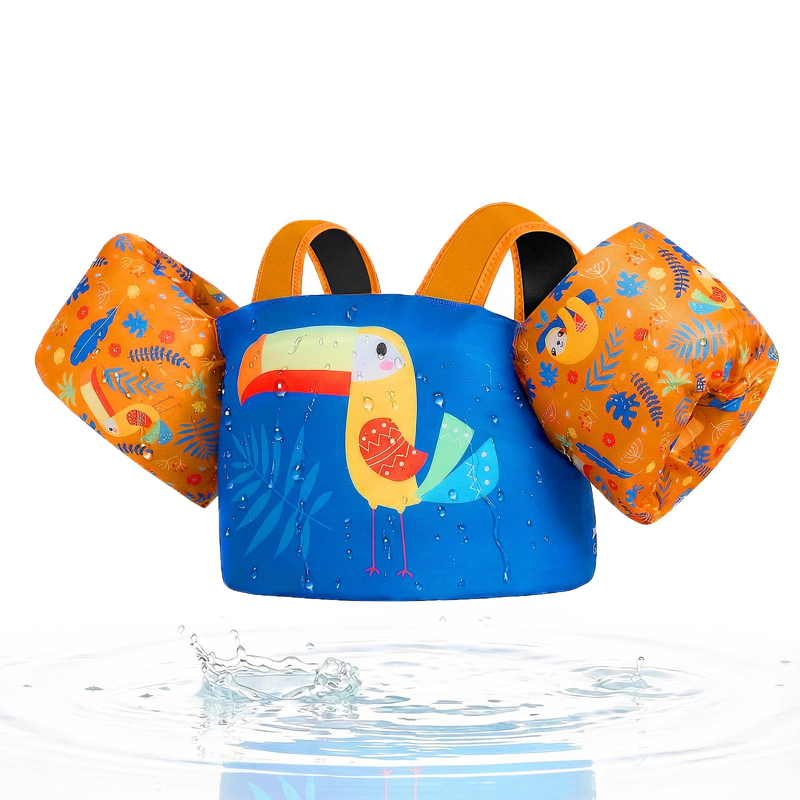 Gogokids Toddler Swimming Float Vest, Arm Bands Kids Swim Vest with Shoulder Harness Baby Floats Swimming Training Jacket for 1-6 Years / 11-30 kg Boys Girls Perfect for Pool, Learn to Swim and Beach