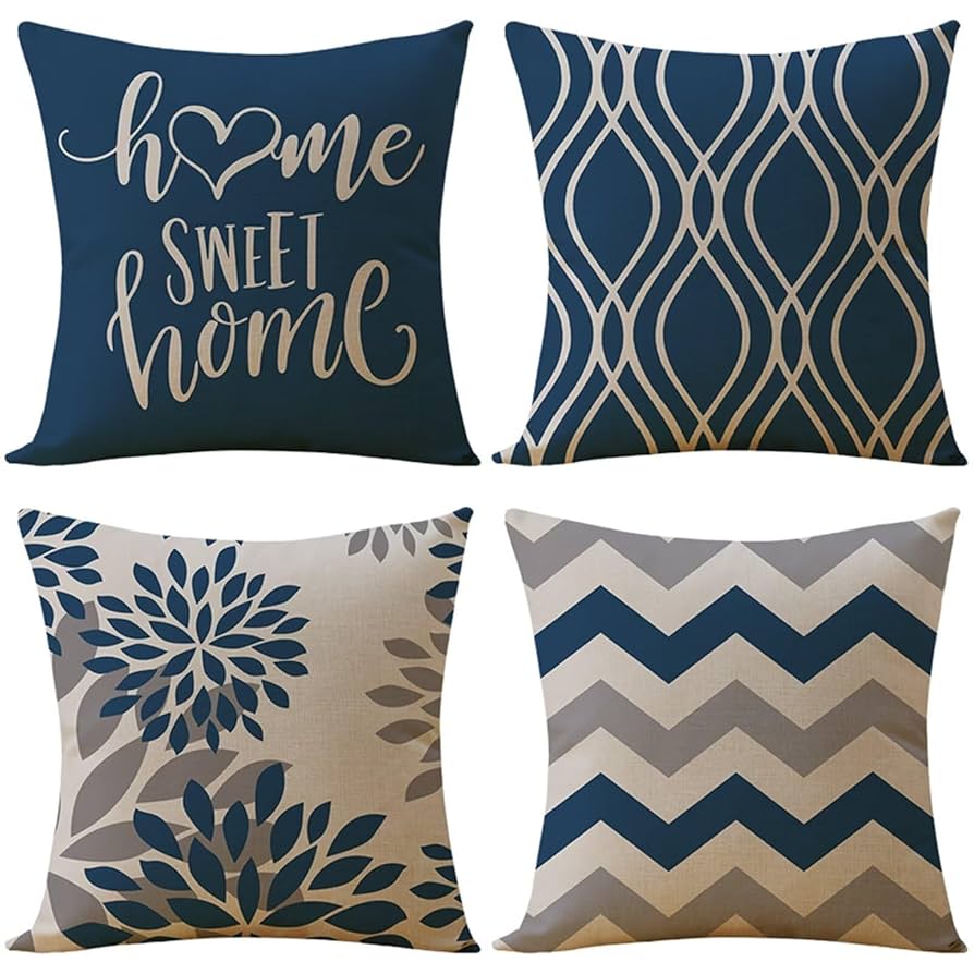 クッションカバー Cushion Cover navy line Amazon.com: Throw Pillow Covers 20x20 in Set of 4 navy blue