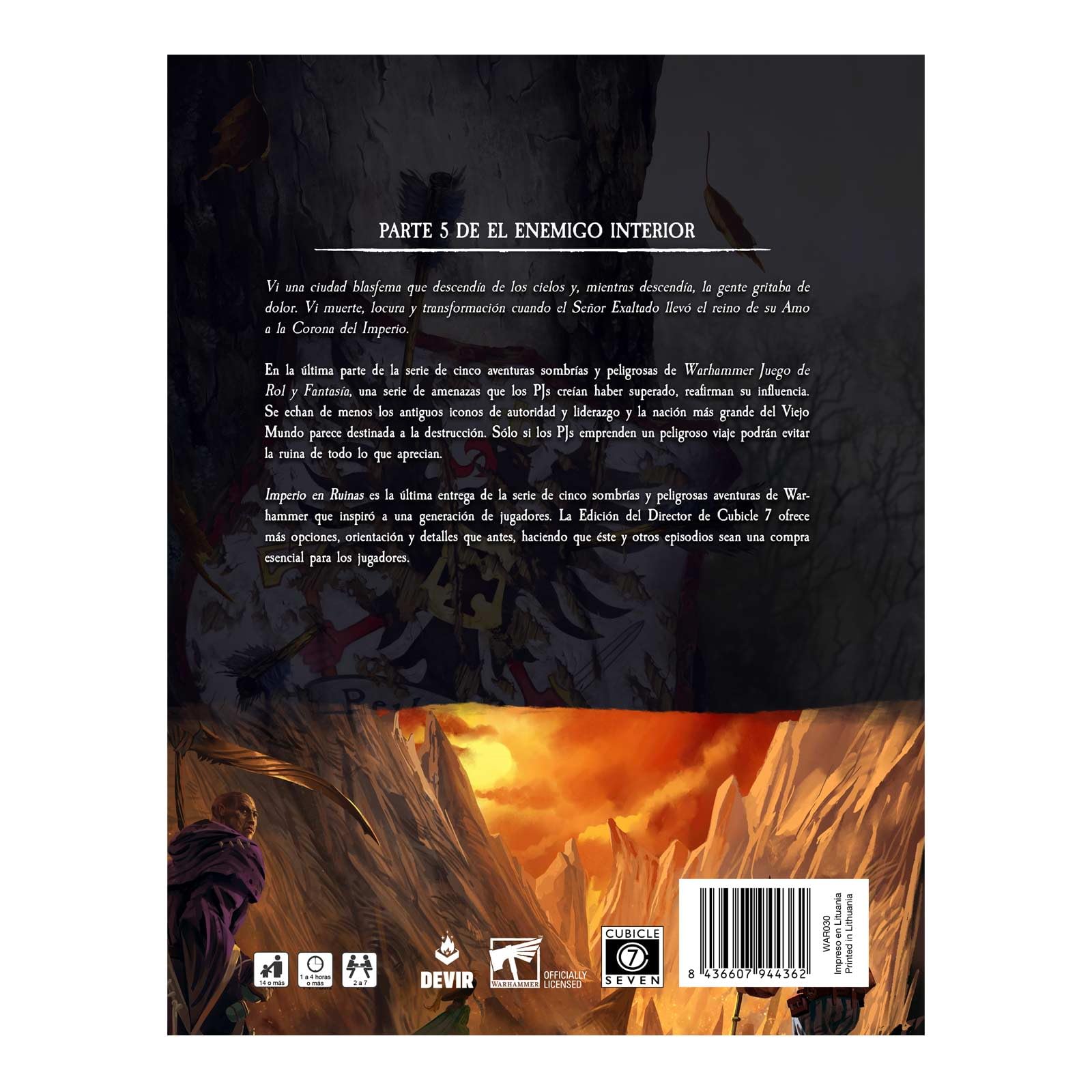 Devir - Warhammer 4ª edicion, El Imperio en Ruinas Aventura, Juego de rol, Juego Warhammer, Libro de rol, Estrategia, Extras del Juego de rol (WFIMRUAV)