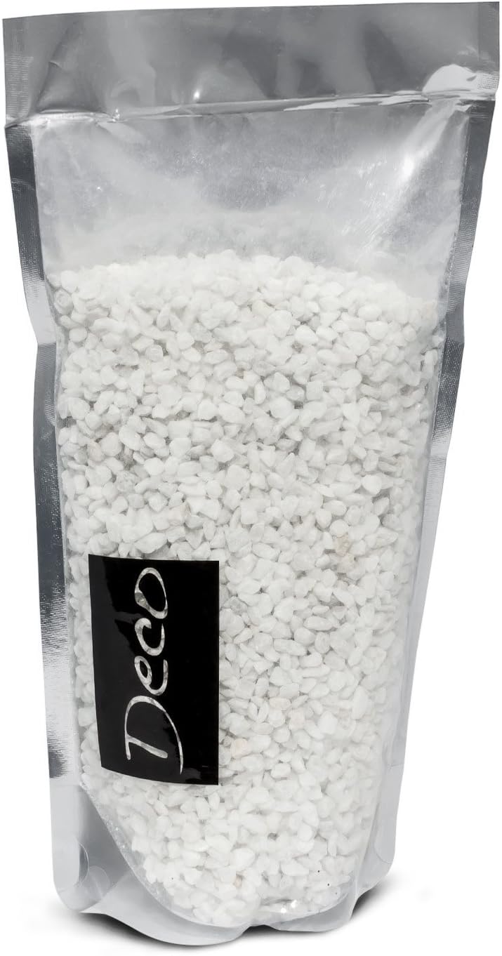 Small decorative gravel chippings, 0,5 kg in white colour
