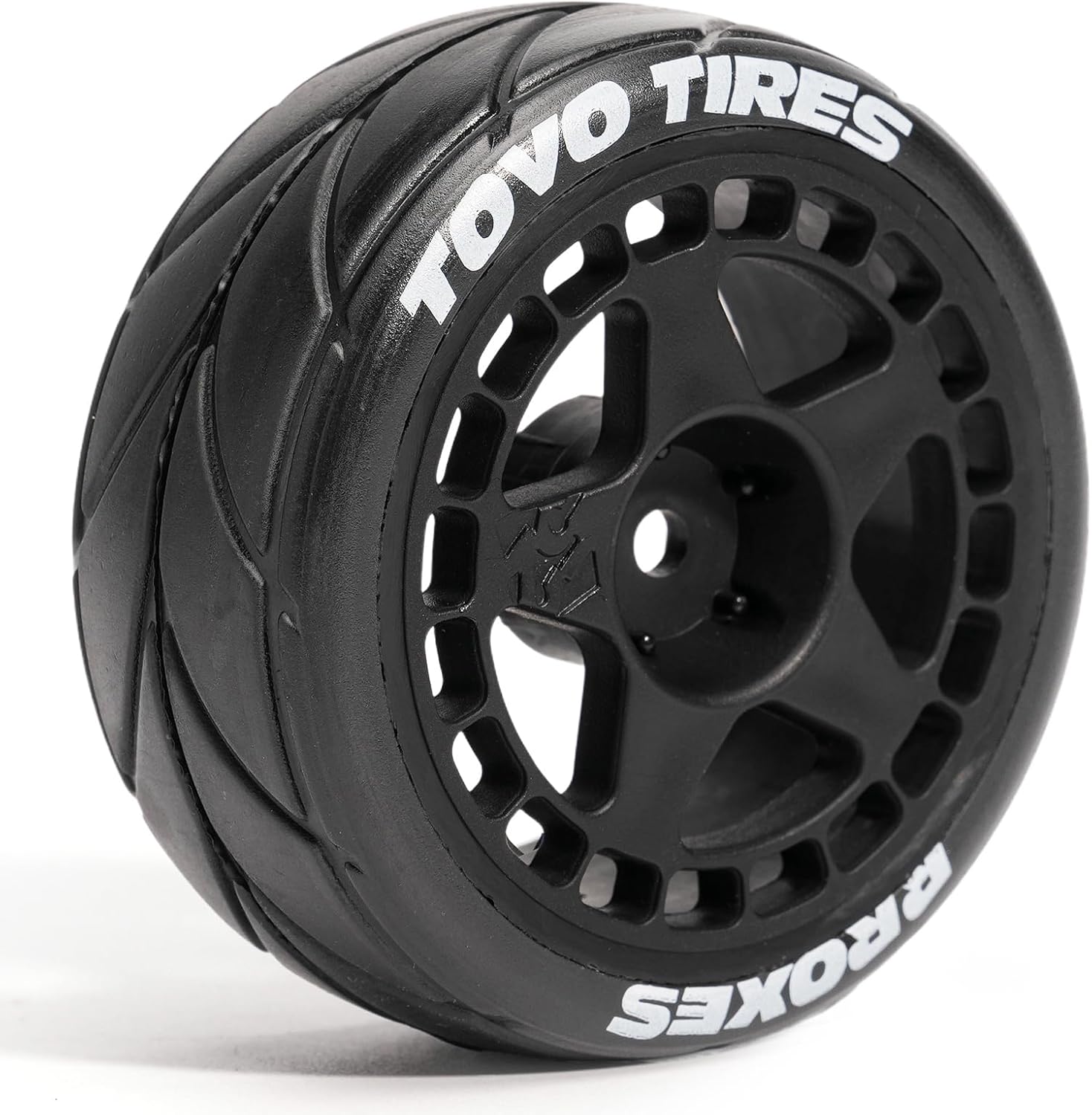 Pre-Glued Wheel & Street Tire Set for 1/10 1/12 RC Car for HSP 94123, Tamiya TT01 / XV01, MJX 10303, Kyosho FW06, 65 x 26 mm Rubber, 12 mm Hex Nylon Wheels 4 pcs, Black