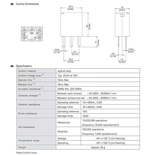 Miniatura 2 de Nilight SPST - Relé multiusos de 12 V 5 puntas para bomba de combustible paquete de 5 unidades 35 A20 A ultra micro ISO accesorio de repuesto para
