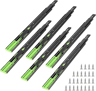 JAPCHET 3 Pairs 14 Inch Soft Close Drawer Slides 3 Section Full Extension Side Mount Ball Bearing Drawer Slides with 24 Screws for Self Closing Cabinet, Drawer Rails, 100Lbs Capacity