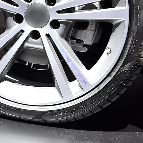 Miniatura 10 de AICEL Calcomanías reflectantes deportivas para llantas de ruedas, 12 calcomanías deportivas con emblema de carreras para automóvil, parachoques,