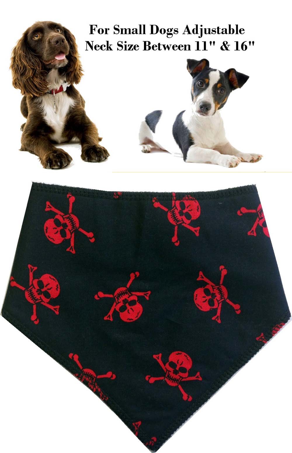 Spoilt Rotten Pets (S2) Branded Red Skulls Jolly Roger Dog Bandana.