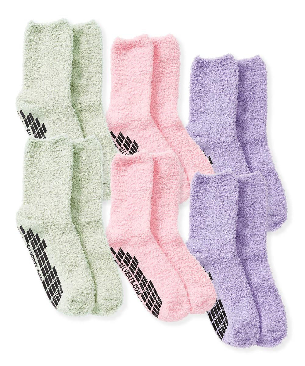 Silverts Non-Skid Hospital Socks 6 Pack, Safety Grip for Men &amp; Women