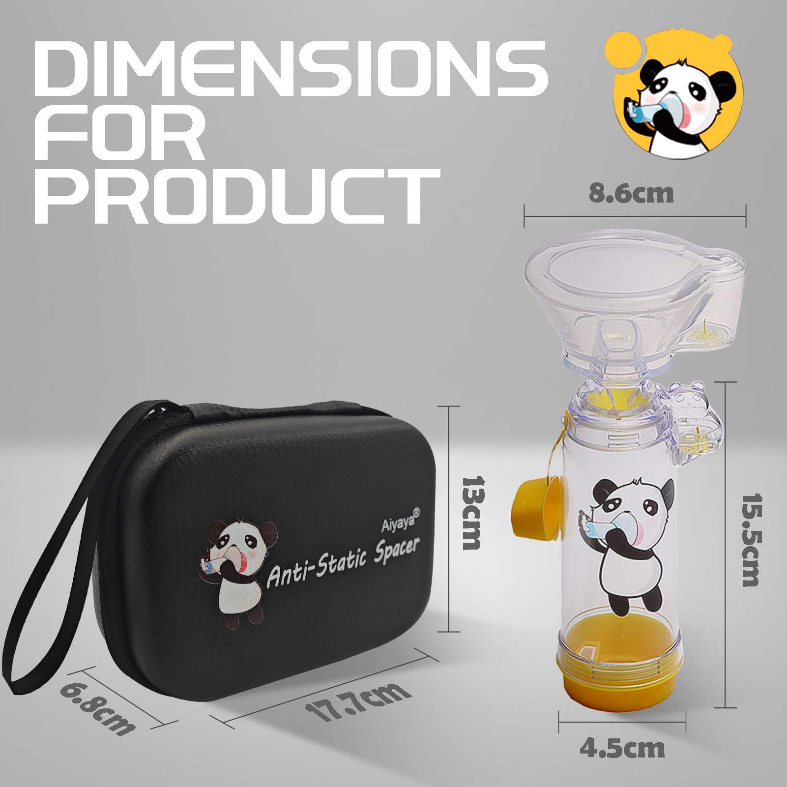 Distanziatore per inalatori bambini con maschera e custodia da viaggio, camera di aerosol utilizzata con qualsiasi inalatore a dose misurata per asma (maschera per bambini)