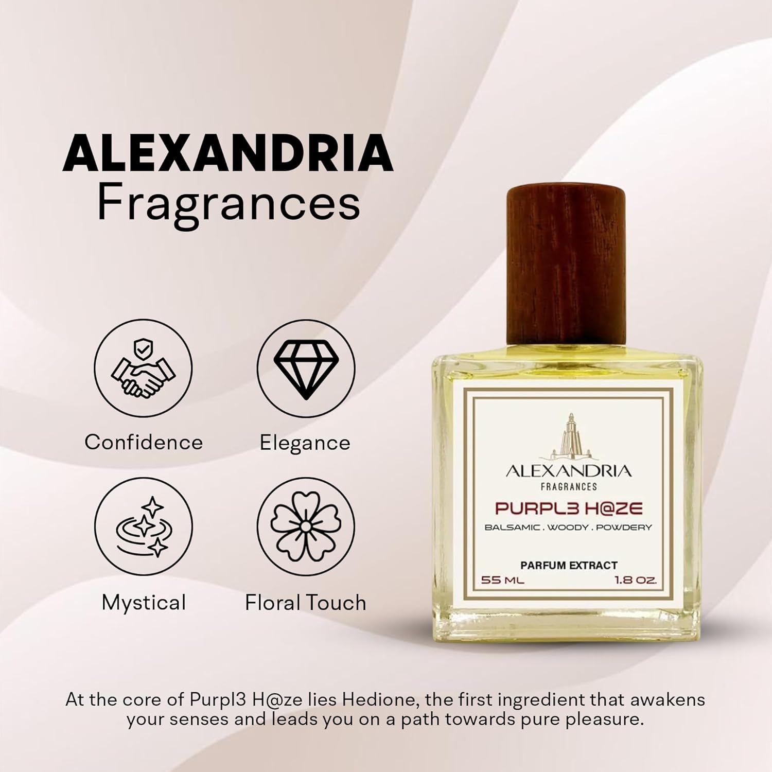 Alexandria Fragrances Purpl3 H@ze Perfume - Long Lasting Eau de Parfum Inspired by Rose, Sandalwood and Myrrh - Premium Parfum for Men and Women - Luxury Men’s Cologne for Every Occasion - 55ml