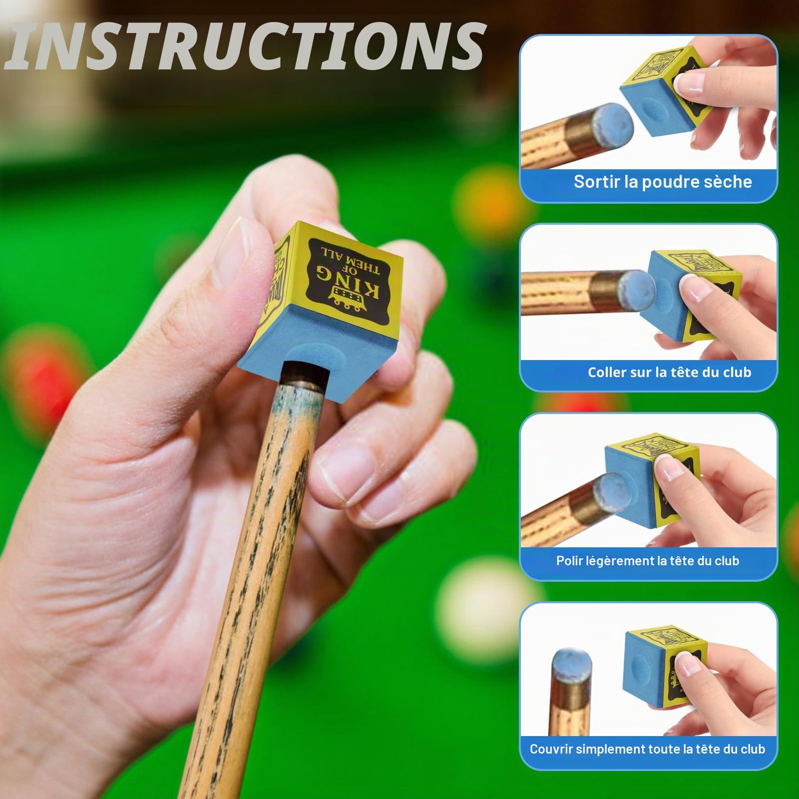 Craies de billard lot de 12 qualité supérieure bleu