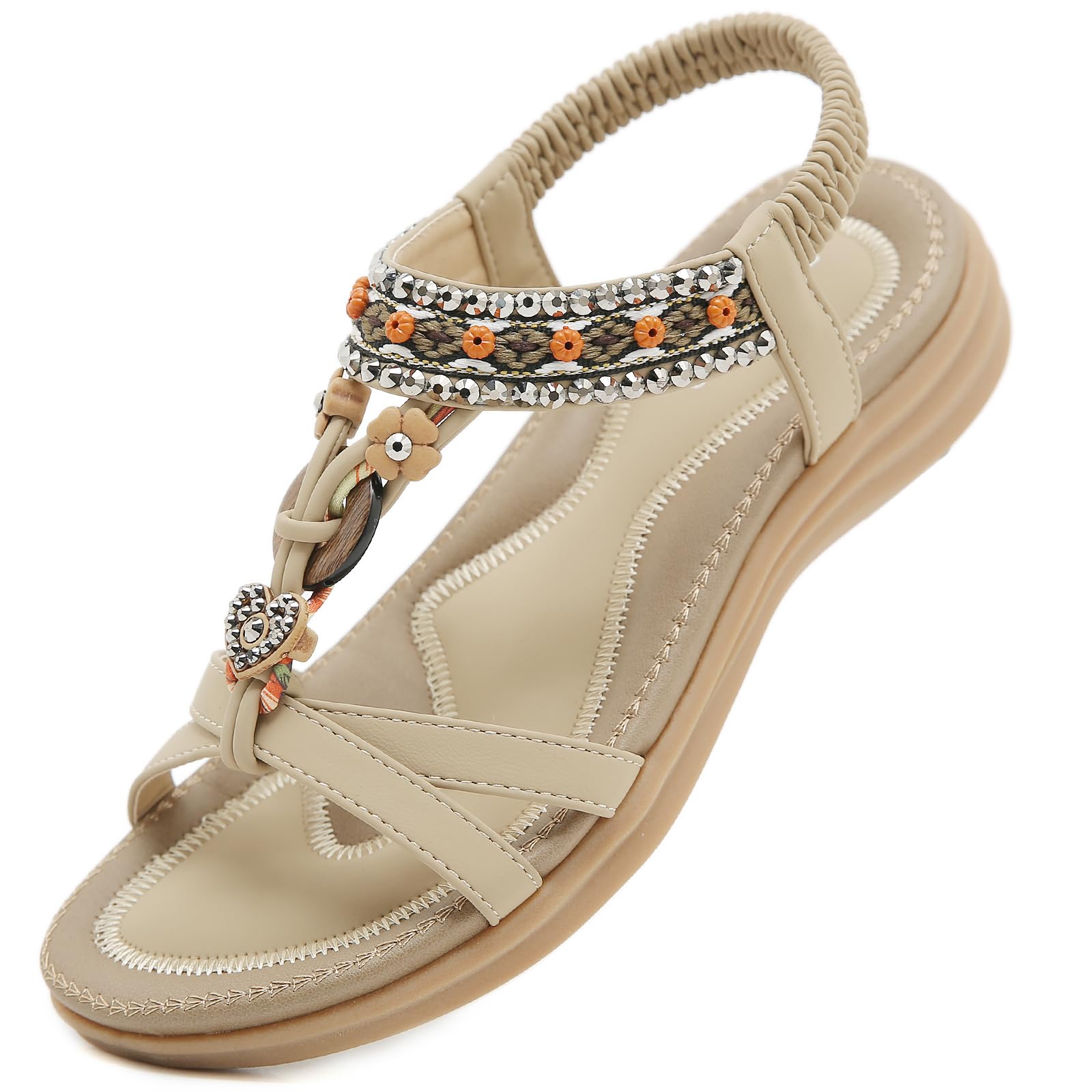 Ulicox Womens Sandals Comfortable Dressy with Elastic Ankle Strap