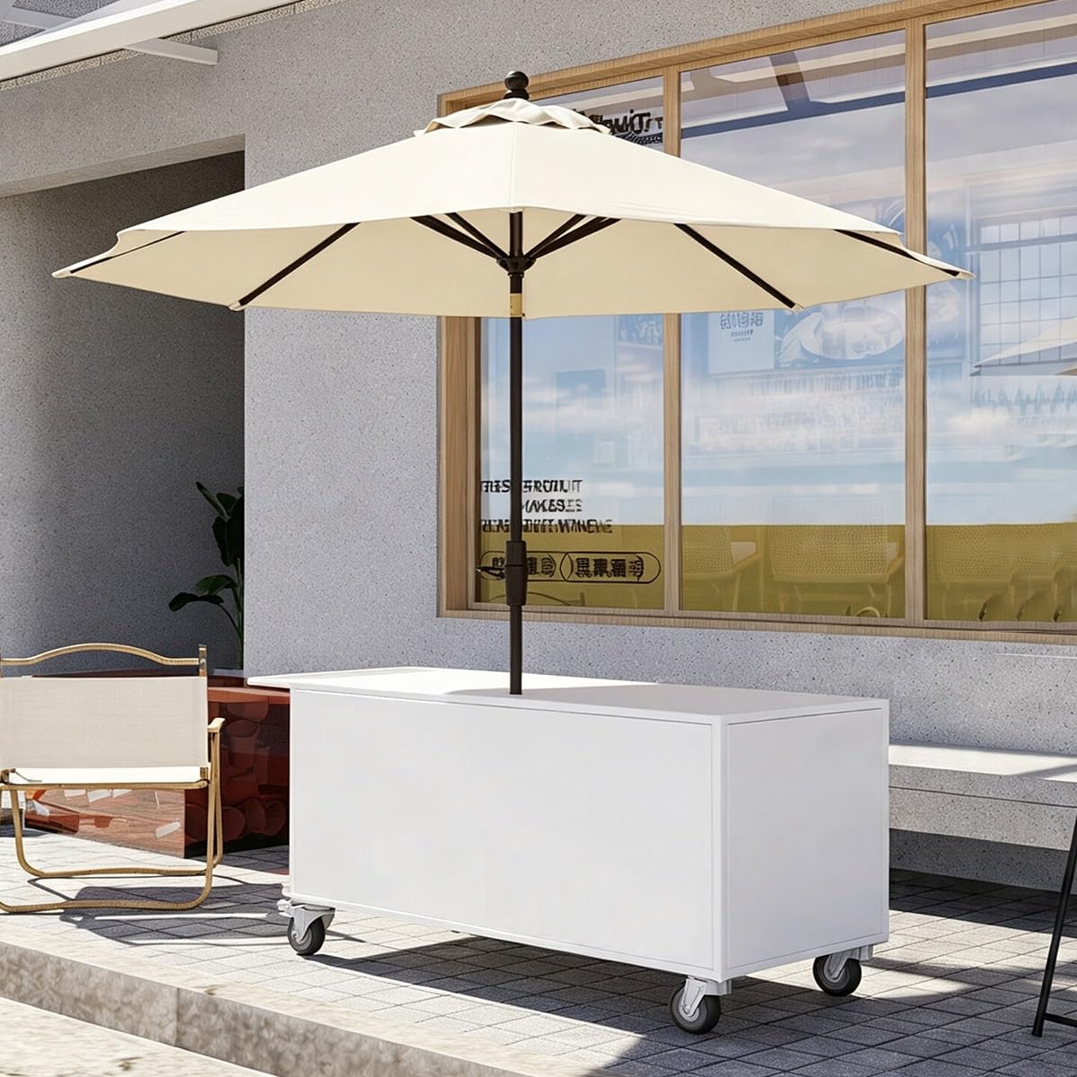 Carro de Venta Ambulante con Toldo Desmontable para Ferias y Mercados | Carro de Hierro Reforzado, Ruedas 360°, Toldo Desmontable para Mercados, Ferias y Street Food(Pink,L 120CM/47.2IN)